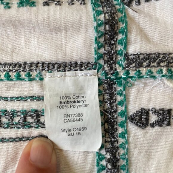 Madewell embroidered cotton tank top. Fringe along bottom - Picture 5 of 6